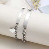 Personalized Stainless Steel Name Bracelet for Couples – Custom Heart Link Chain Jewelry Gift