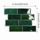 10 pegatinas para azulejos con diseño de ladrillo verde: paneles de pared impermeables y resistentes al calor que se despegan y se adhieren