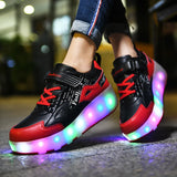 Unisex LED Light-Up Casual Shoes for Kids – Hook & Loop Sneakers with PU Upper and Non-Slip Rubber Sole