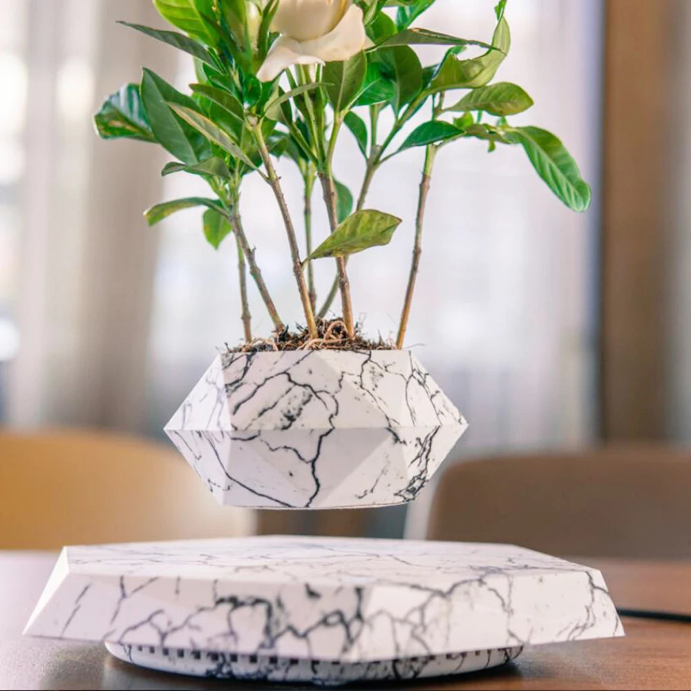 Magnetic Levitating Bonsai Pot - Floating Flower Planter with Rotating Base for Home Decor