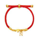 Pulsera con dije de corazón de moda para mujer: joyería con cadena de cuerda ajustable 