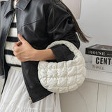 Mini Dumpling Shaped Linen Bag with Zipper Pocket – Soft Baguette Tote for Everyday Use
