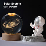 Glowing Crystal Ball LED Night Light with Solar System Design