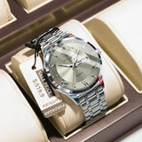 Men's Luxury Stainless Steel Watch – Waterproof, Luminous, Date & Week Display
