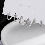 Elegant Zircon Hoop Earrings – Classic Silver Jewelry for Women