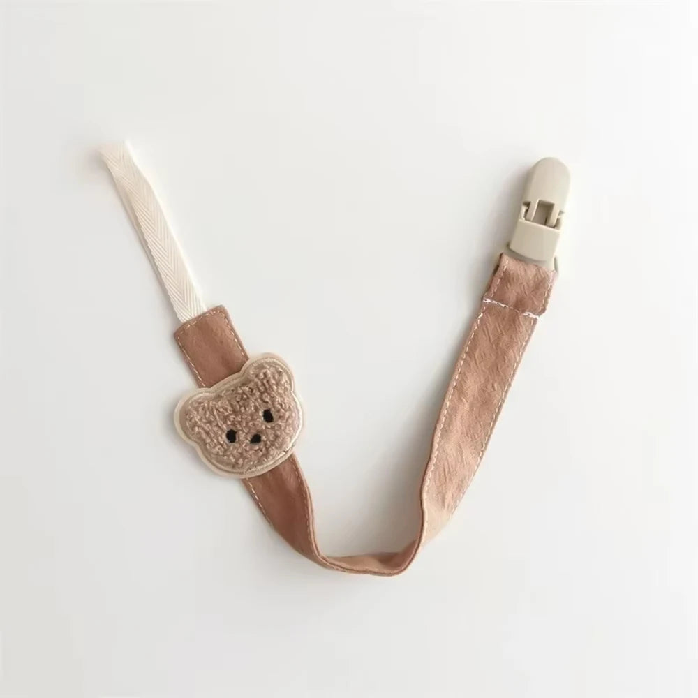 Lindo clip de cadena para chupete de bebé con forma de oso: soporte de dibujos animados de punto anticaídas para recién nacidos