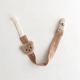 Lindo clip de cadena para chupete de bebé con forma de oso: soporte de dibujos animados de punto anticaídas para recién nacidos