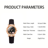 6-Piece Women's Watch Set – Luxury Leather Strap, Quartz Movement, Fashion Bracelets