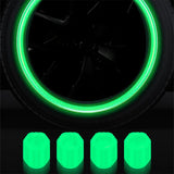Glow-in-the-Dark Tire Valve Caps – Fluorescent Red Stem Covers for Cars, Bikes & Motorcycles