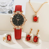 5-Piece Luxury Watch Set for Women - Rhinestone Quartz Watch & Jewelry Gift Set