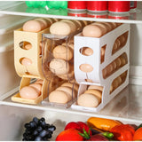 Caja de almacenamiento de huevos con ruedas automáticas - Organizador de huevos para refrigerador de múltiples capas para 30 huevos | Rejilla de conservación de huevos de cocina eficiente