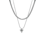 Elegante collar con colgante de corazón de doble capa: joyas modernas y elegantes para mujeres