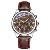 Men’s Luxury Quartz Watch – Waterproof, Glow-in-the-Dark, Stainless Steel & Leather Strap