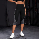 High-Waisted Colorblock Yoga Capris with Pockets – Tummy Control Workout Leggings