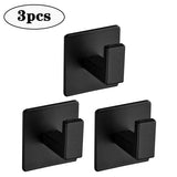 Ganchos de pared negros: perchero de aleación de aluminio autoadhesivo, toallero y soporte para batas para baño y hogar