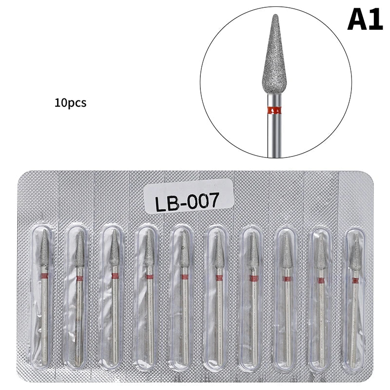 10-Piece Diamond Nail Drill Bit Set for Manicure & Pedicure – Professional Quality for Acrylic & Gel Nails