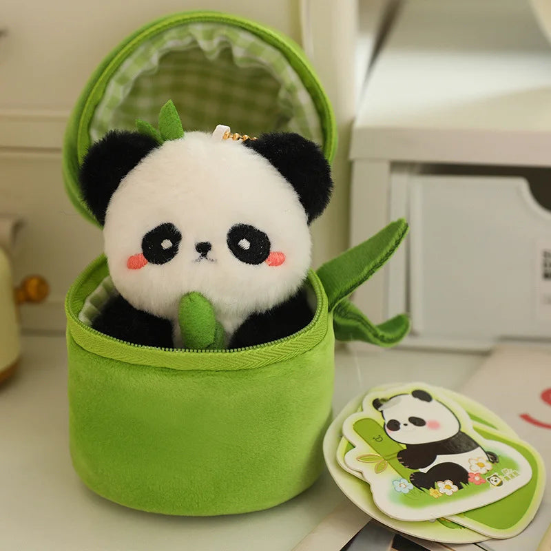 10cm Bamboo Panda Plush Toy - Soft Stuffed Animal Keychain & Bag Charm
