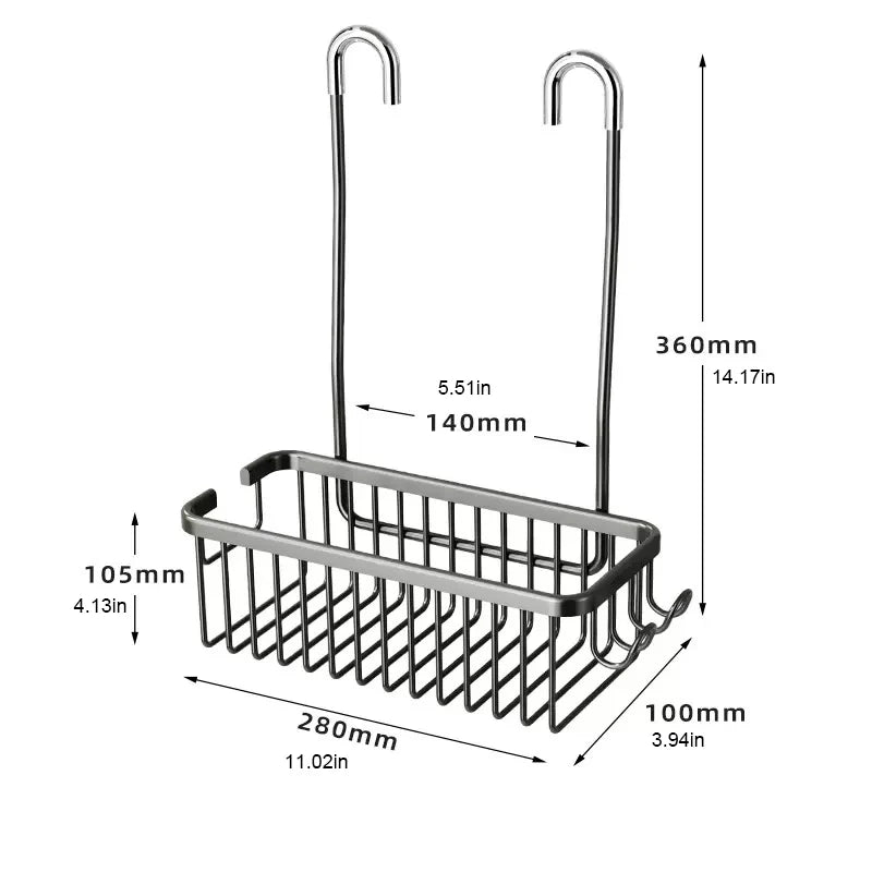 Estante extraíble sin perforaciones, cesta de baño de aluminio, estante para champú sin perforaciones para estantes de baño para organizador de ducha, almacenamiento