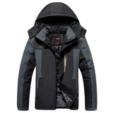 Men’s Fleece-Lined Winter Jacket with Detachable Hood – Patchwork Outdoor Coat