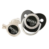 Chupete para bebé con clip de cadena, chupete de silicona brillante de lujo sin BPA para recién nacidos