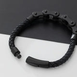 Men's Geometric Leather Bracelet with Zinc Alloy Magnet Clasp – Hiphop/Rock Fashion Accessory