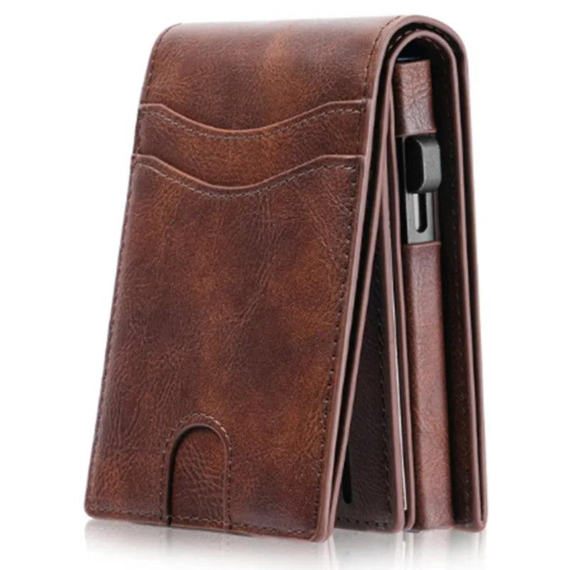 Premium Cowhide Leather Wallet – Short Organizer Wallet for Men & Women with Interior Slot Pocket
