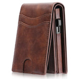 Premium Cowhide Leather Wallet – Short Organizer Wallet for Men & Women with Interior Slot Pocket