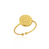 Minimalist Geometric Stainless Steel Ring – Elegant Gold-Tone Adjustable Band