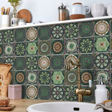 24 pegatinas de azulejos con diseño de mandala: autoadhesivas, impermeables y extraíbles para decoración de pared de cocina y baño
