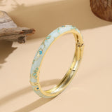 Vintage Flower Cloisonné Bangle Bracelet for Women