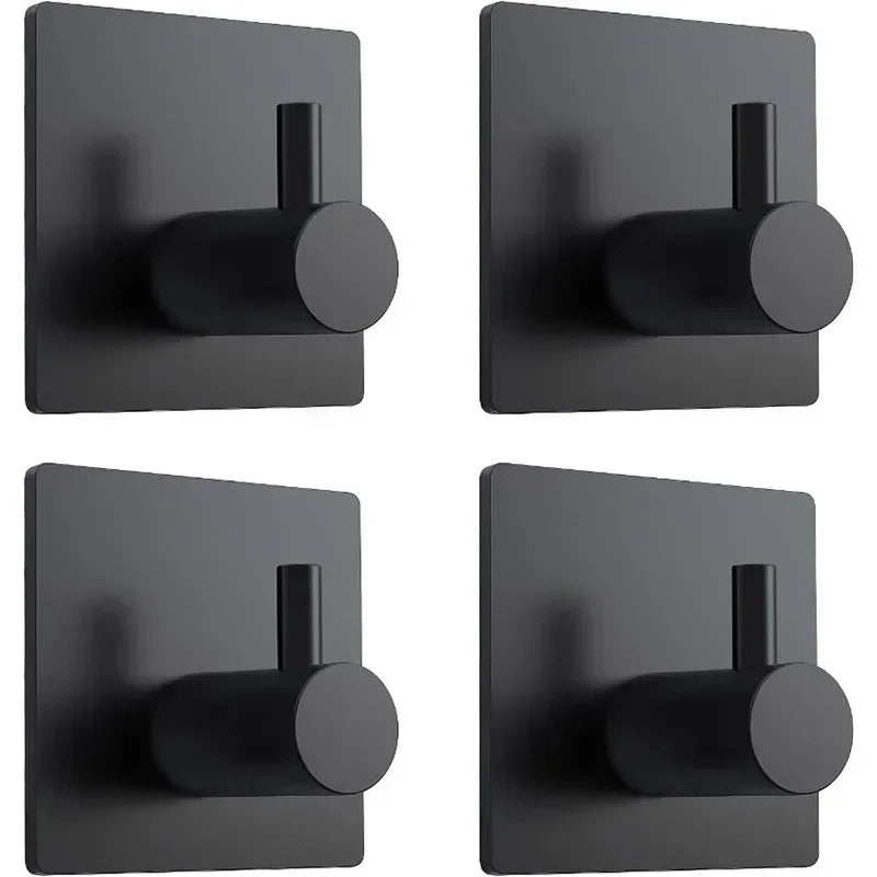 Ganchos de pared adhesivos de acero inoxidable: toalleros multiusos para baño y cocina (juego de 4) 