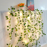 Guirnalda de luces LED con hojas artificiales, color blanco cálido, 2 m, 5 m o 10 m, funciona con pilas, para bodas, fiestas y decoración del hogar
