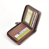 Compact Unisex PU Leather Zipper Wallet with Multiple Compartments