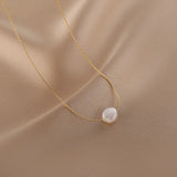 Freshwater Pearl Choker Necklace – 316L Stainless Steel Trendy Pendant Necklace for Women