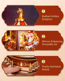 3D Wooden Carousel Music Box - DIY Rotating Model Kit with LED Lights & Classical Music