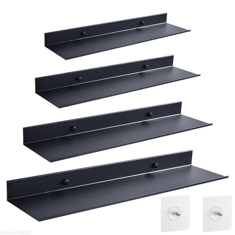 Estante flotante para baño de color negro mate: organizador de ducha de pared sin necesidad de taladrar