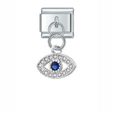 Moon Charm Stainless Steel Bracelet Link with CZ Accents
