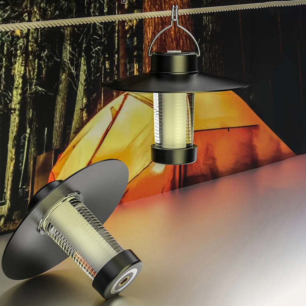 Linterna LED recargable para acampar con gancho e imán: resistente al agua, regulable, carga tipo C