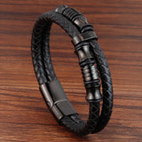 Men’s Leather Magnetic Clasp Bracelet – Trendy Rope Chain Charm Accessory