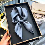 60cm Solid Color Silk Satin Neckerchief – Elegant Hijab Scarf for Women