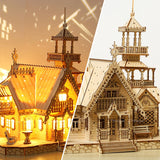 Kit de modelo de villa de madera 3D para armar, con luz, castillo, rompecabezas, juguete para niños y adultos, kit de modelos para armar, decoración de escritorio para regalo