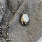 Large Geometric Water Drop Pendant Necklace – Stainless Steel Sweater Chain for Women