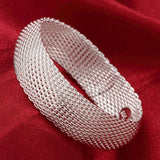 925 Sterling Silver Open Cuff Bracelet for Women - Trendy Adjustable Bangle Jewelry