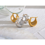 Pendientes de aro de acero inoxidable de moda: elegantes joyas bañadas en oro para mujer