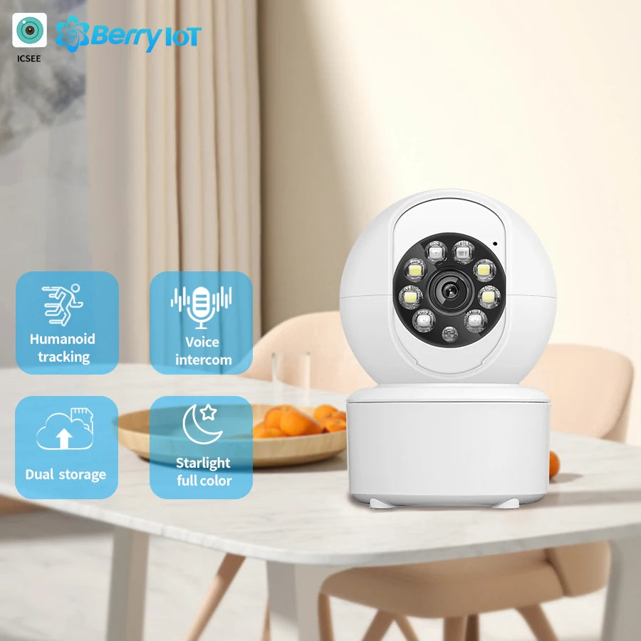 Cámara de seguridad inteligente WiFi de 1080P: monitor para bebés y mascotas en interiores con visión nocturna y seguimiento de movimiento
