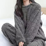 Women's 2-Piece Velvet Fleece Set | Warm Pullover & Pants Loungewear
