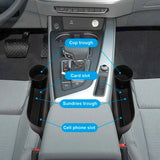 Organizador universal de cuero sintético para asientos de coche con orificio de carga: almacenamiento compacto para teléfonos, llaves y botellas