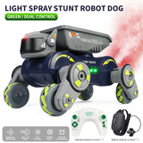 Remote Control Stunt Robot Dog with Lights, Music & Gesture Control – 4WD Toy for Kids Ages 6+