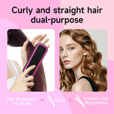 Ionic Hair Straightening Brush with 6 Temperature Settings – Anti-Scald Flat Iron for Frizz-Free, Shiny Hair