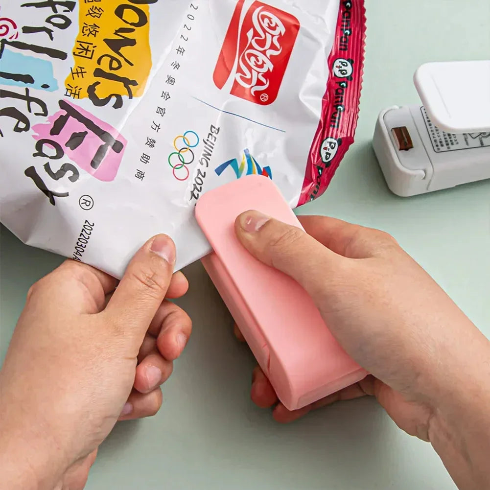 Mini máquina de sellado de bolsas por calor, sellador de paquetes, bolsas de plástico térmico, cierre de bolsas de alimentos, sellador portátil, sellador térmico de embalaje de alimentos